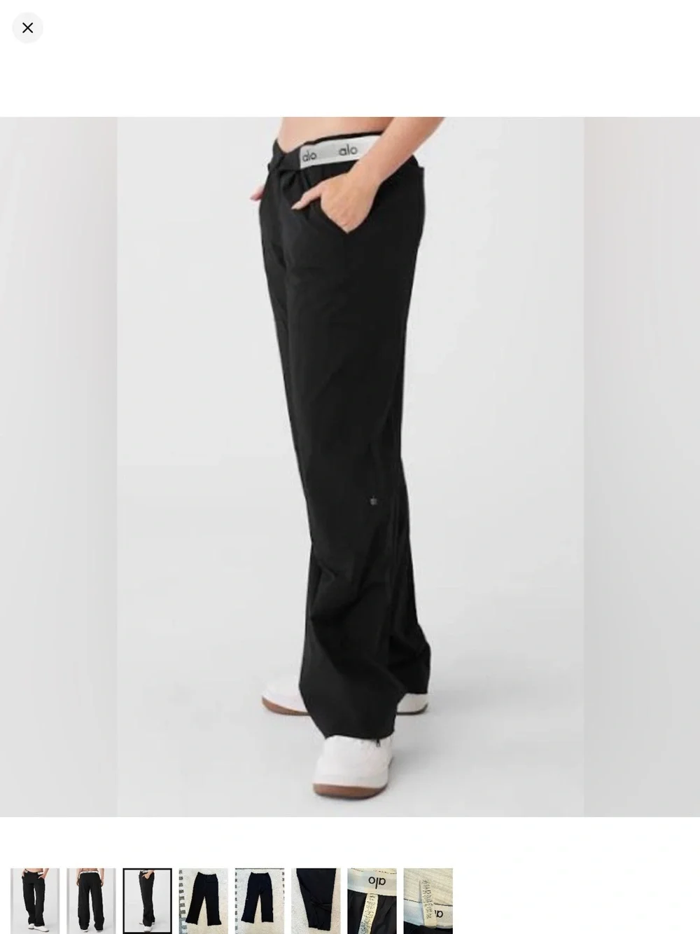 ALO Yoga Black Straight-Leg Joggers with Logo Waistband